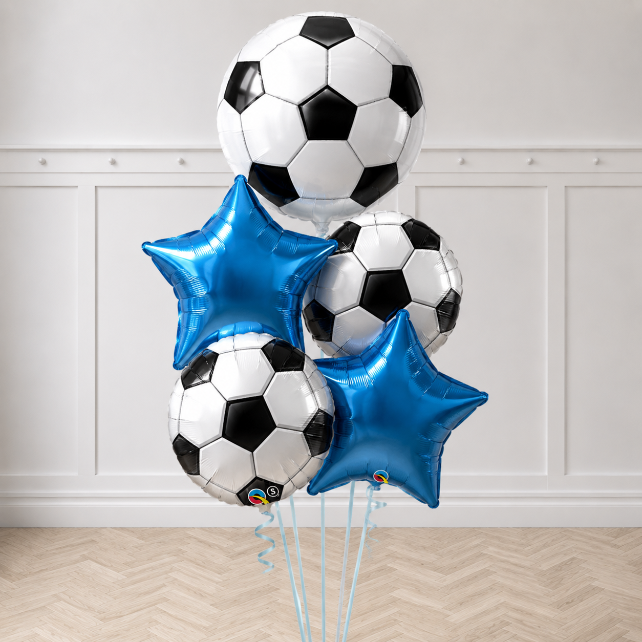 Soccer Blue Star Balloons Bouquet With Weight