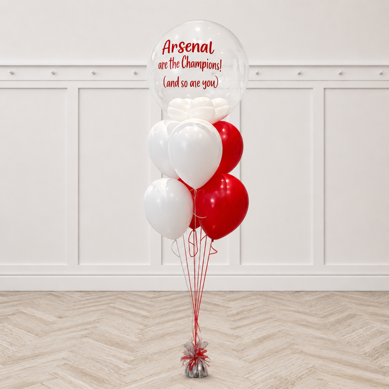 Personalized Red & White Balloon with Balloon Filling Inside – Pre-Order 1 Day in Advance