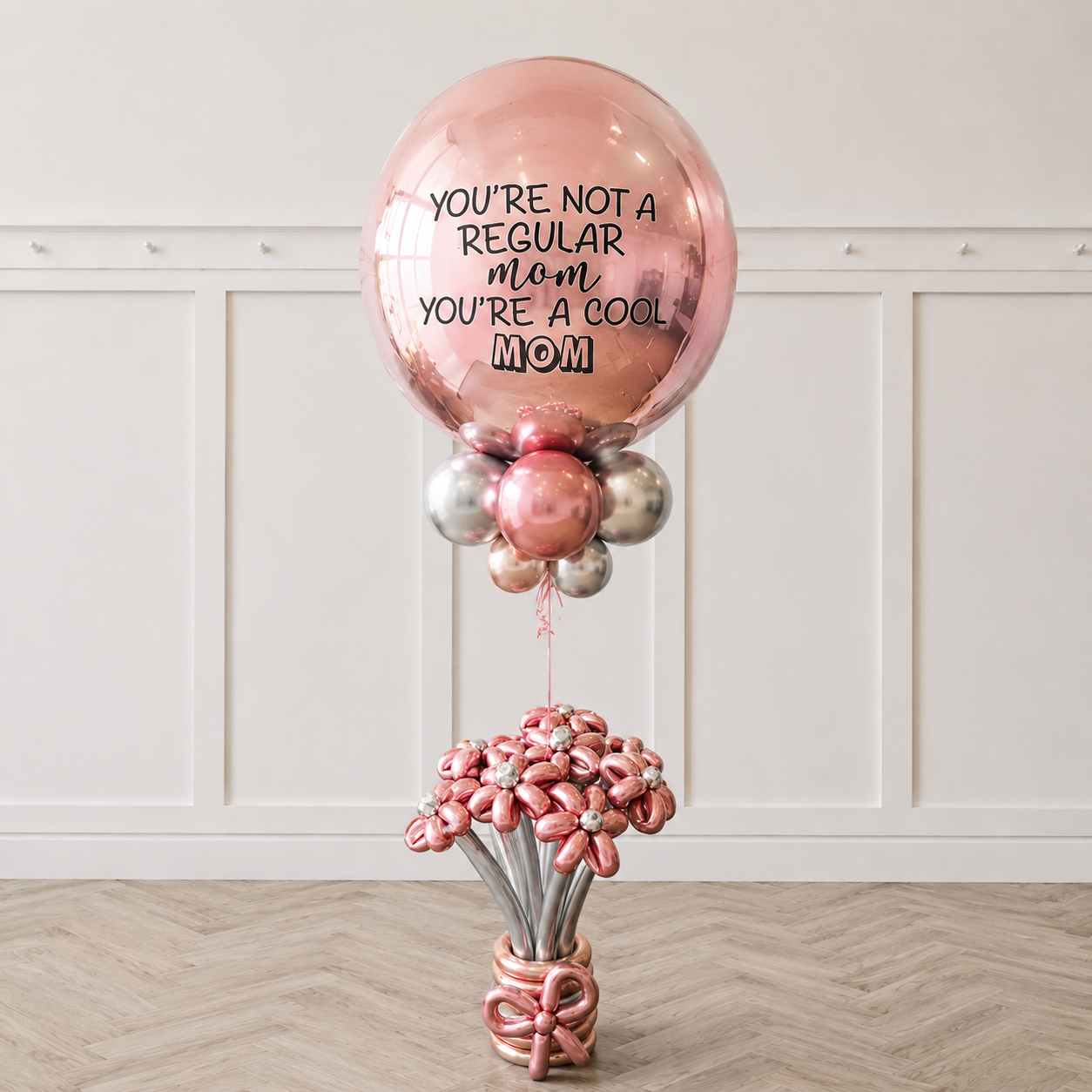 Jumbo Custom Text ORBZ with Flower Balloons Twist Arrangement as base PRE-ORDER 1DAY In Advance
