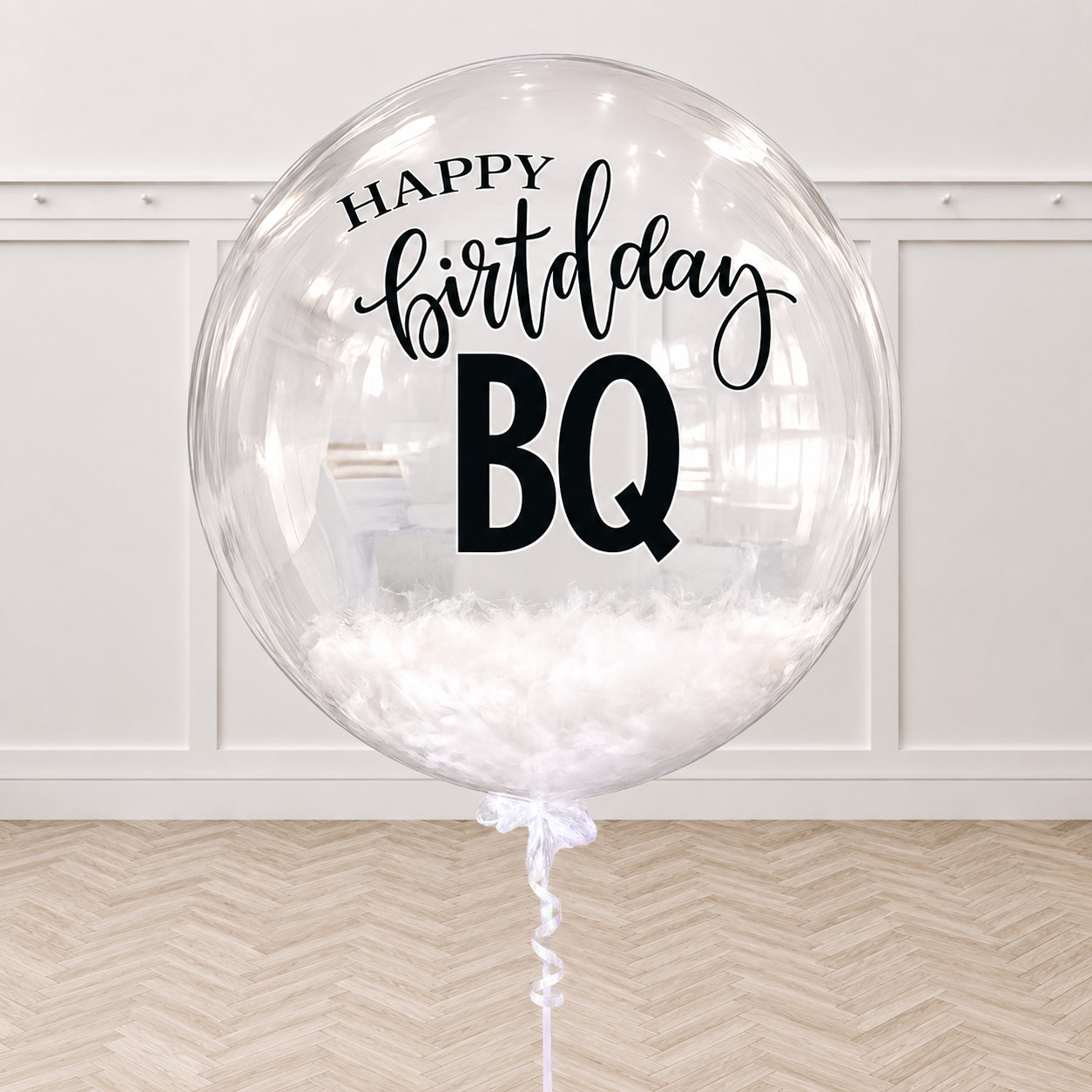 20inches Personalized Clear Bubble  Balloons with White Feather Stuff inside PRE-ORDER 1DAY In Advance
