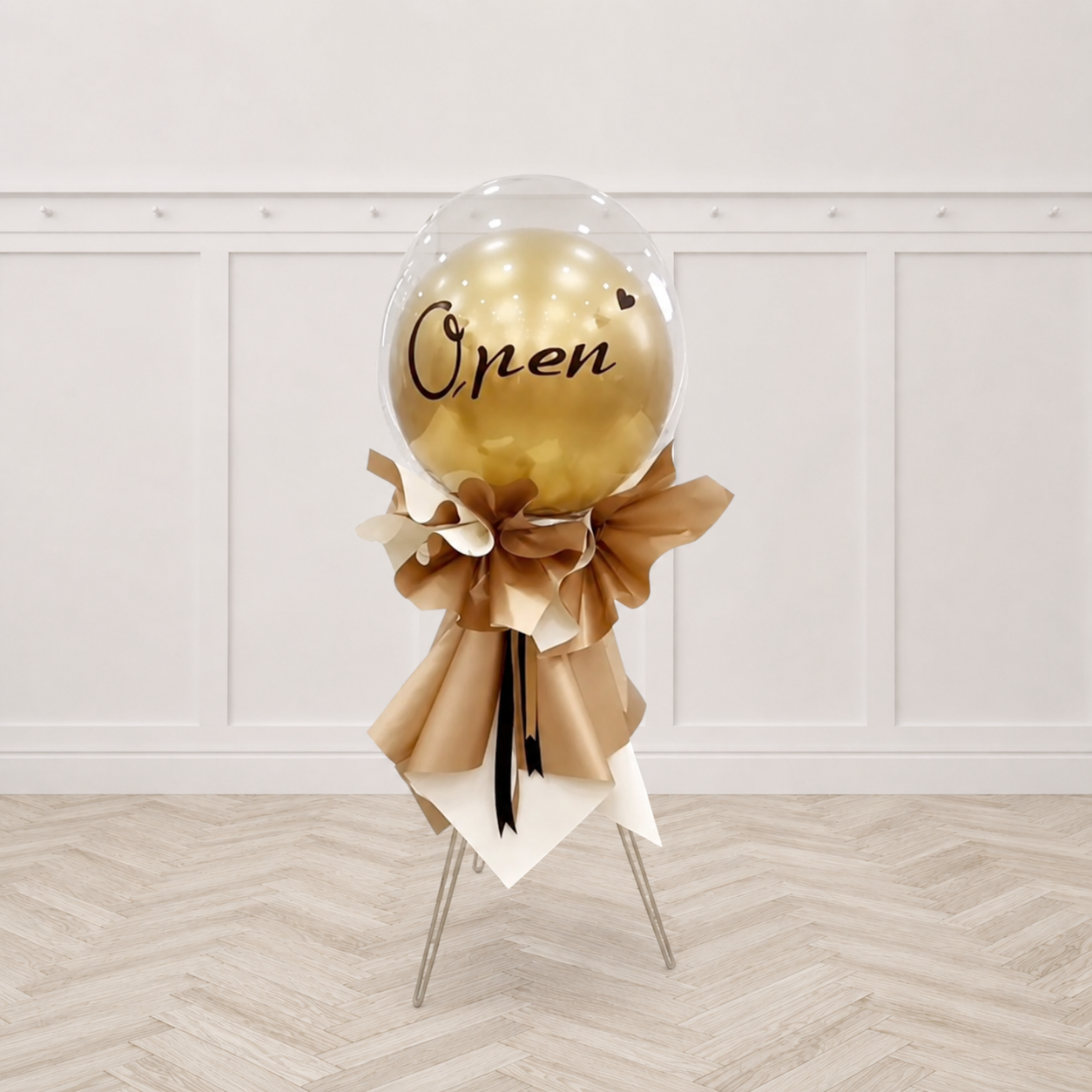 Custom TEXT 28inches Double Stuff Bobo Chrome Balloon Stand for GRAND / STORE OPENING