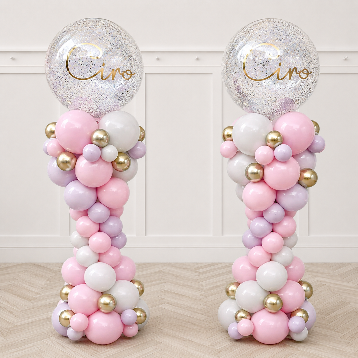 Baby Blue BOY Organic Classic Roman Balloon Pillar with 30inches CUSTOM - TEXT PRE-ORDER 1DAY In Advance