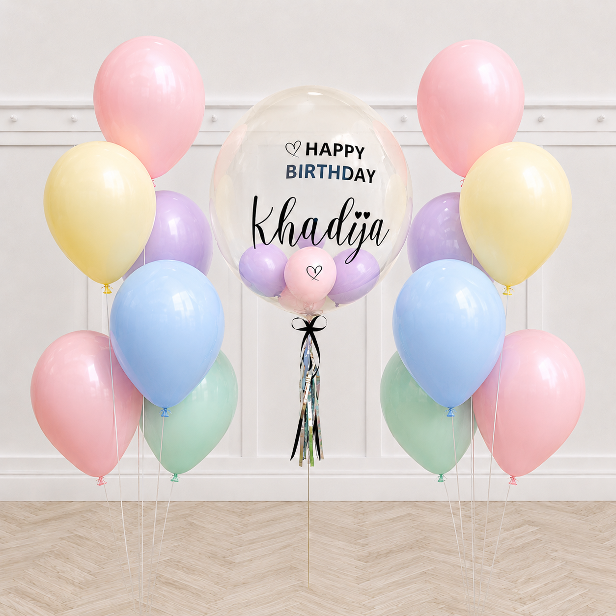 Pastel  Custom Text Personalized Bubbles  Balloon Bouquet Set  B PRE-ORDER 1DAY In Advance