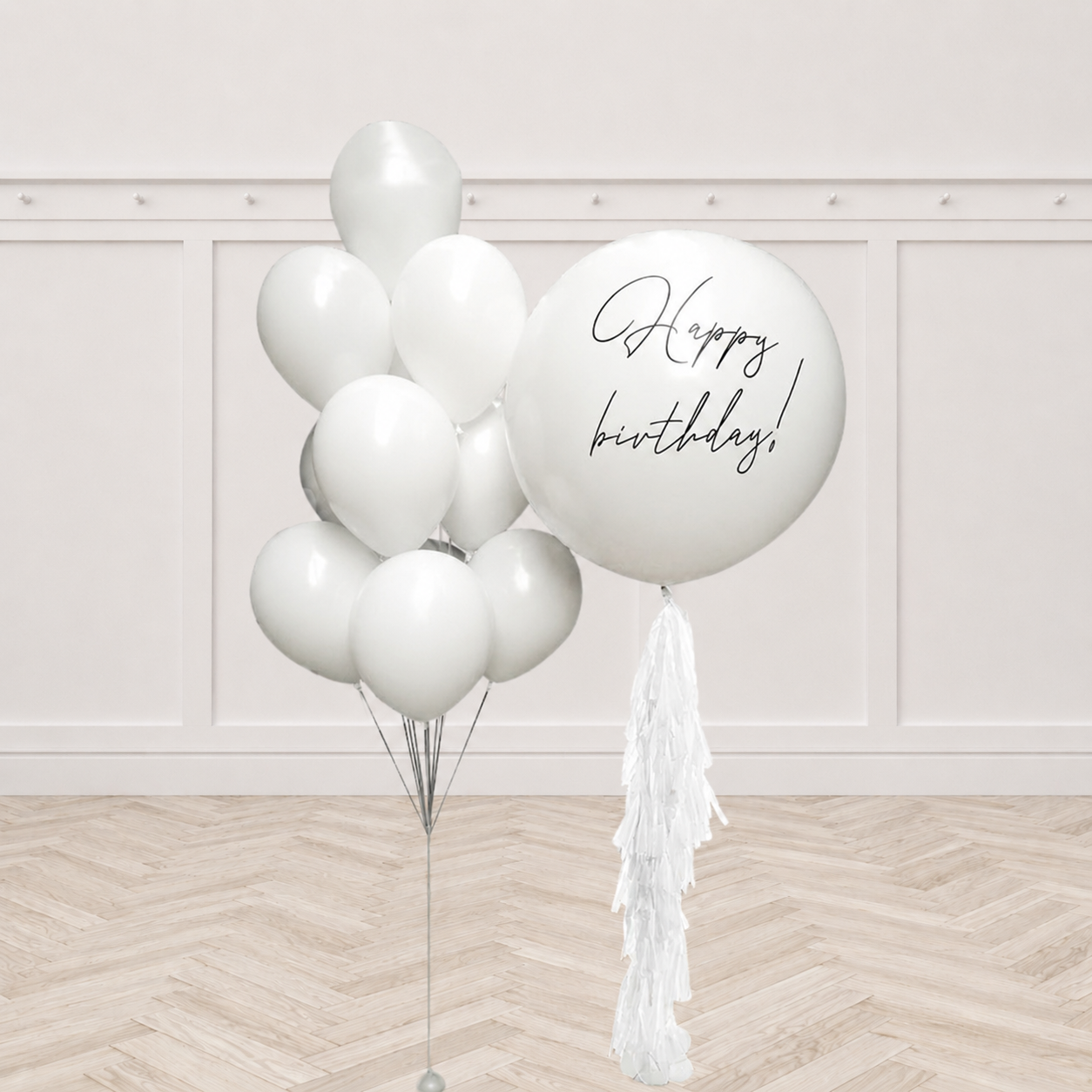 Custom Text All White Party Wedding/Engagement Latex Balloon Set