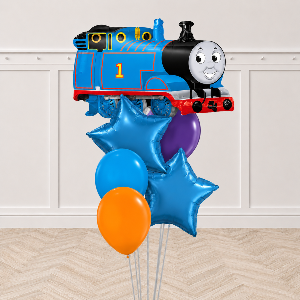 Thomas the Tank Birthday Confetti Dots Balloon Bouquet