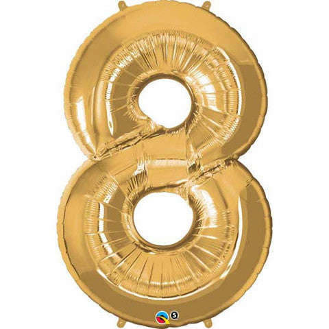 Number Eight Metallic Gold Helium Filled