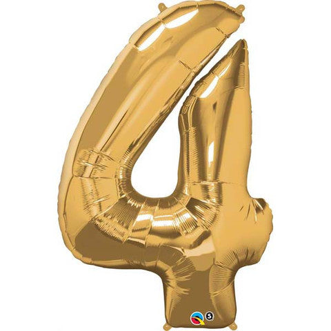 Number Four(4) Metallic Gold Helium Filled