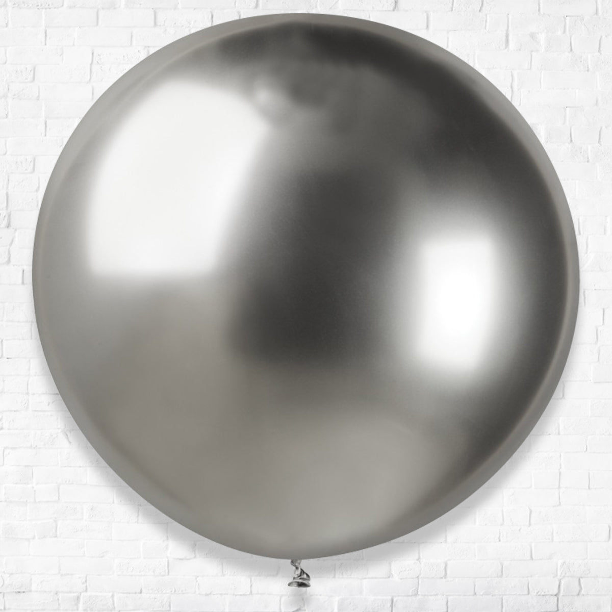 28inches Giant Chrome Silver Color Latex Balloon - Helium Inflated