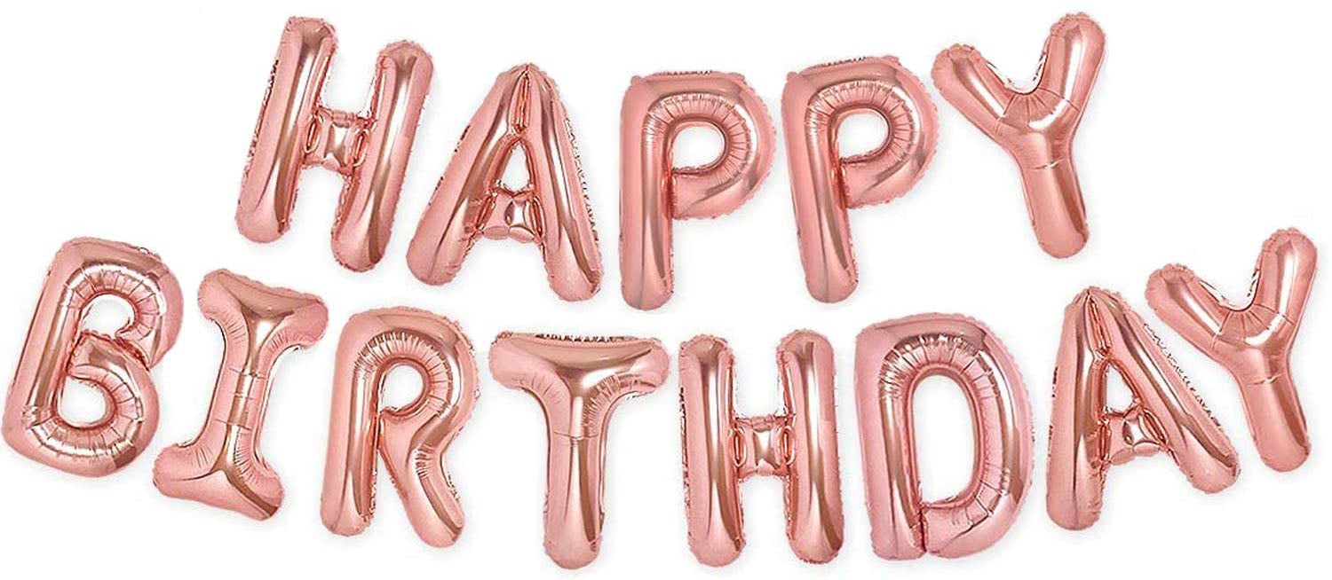 Rose Gold Happy Birthday Foil Balloons Banner