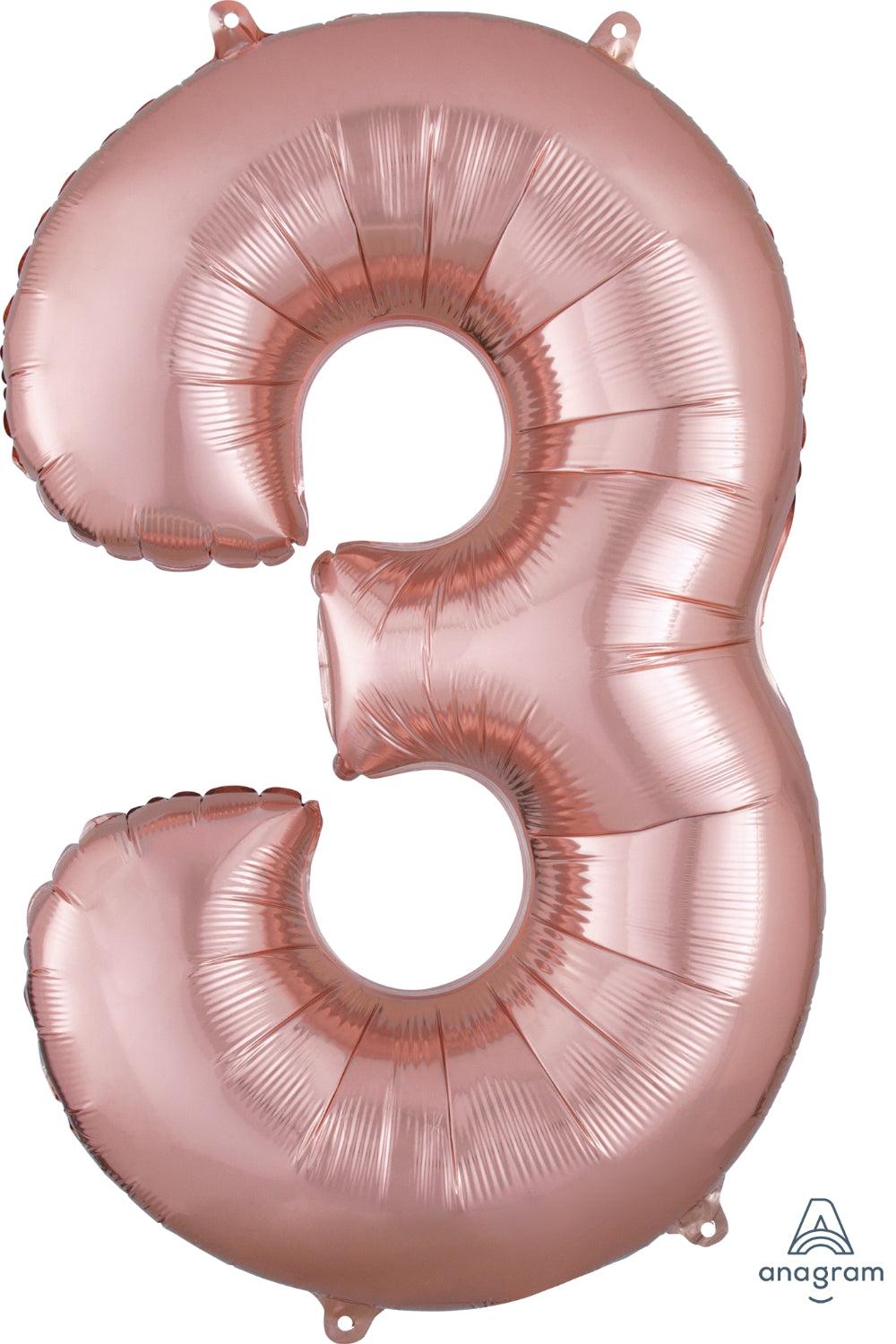 Number Three Rose Gold Helium Filled