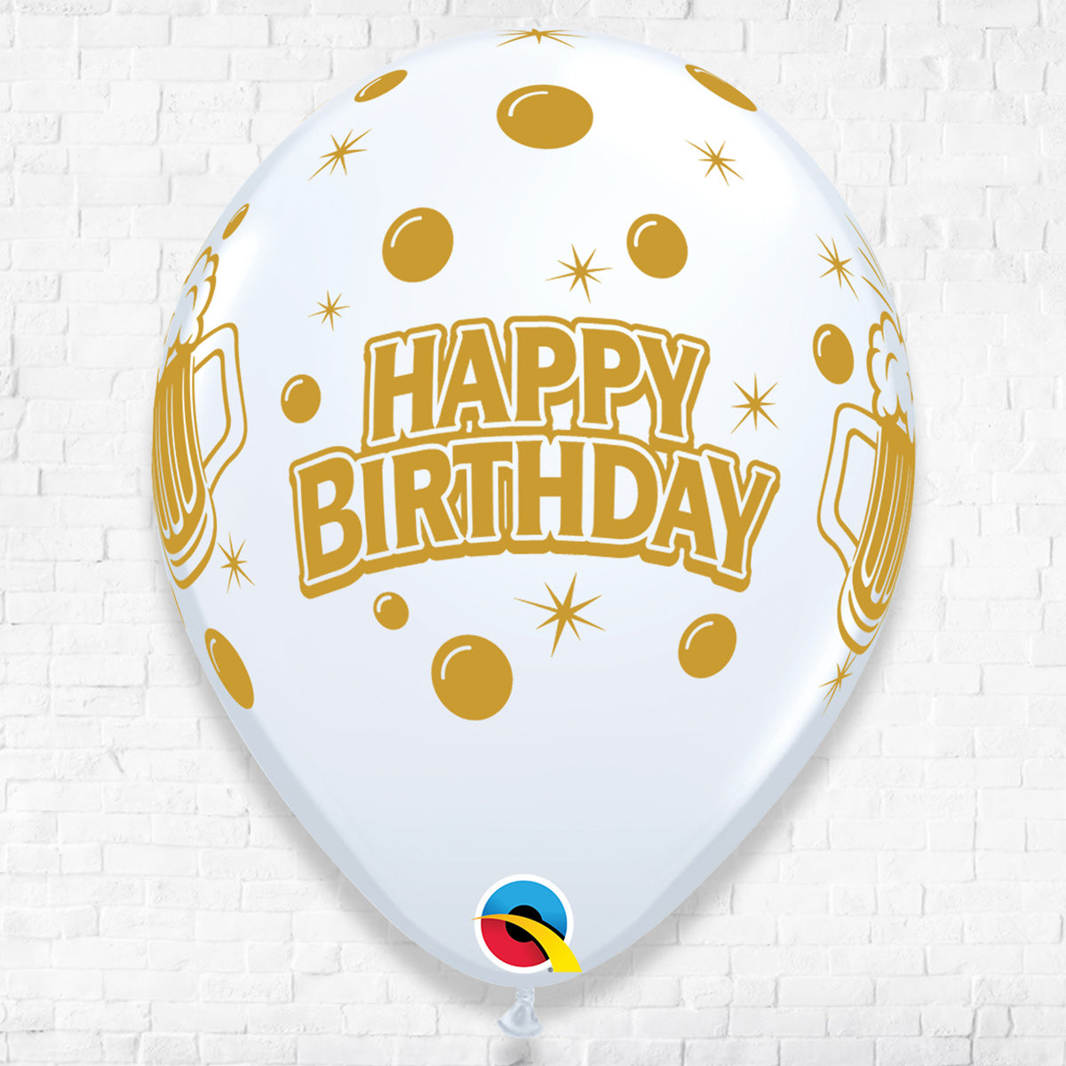 Birthday Cheers Brew White Latex Balloon