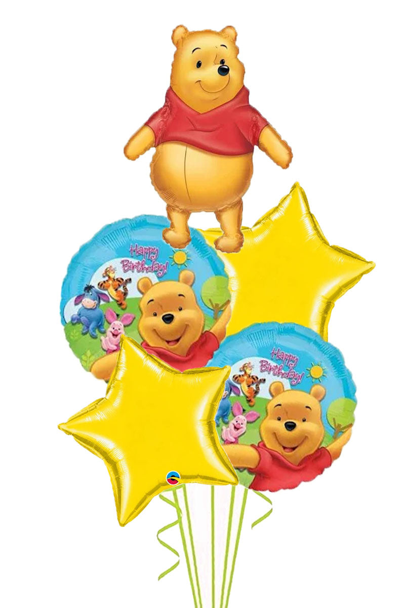 Winnie the Pooh Balloon Bouquet with Gold Star Foils