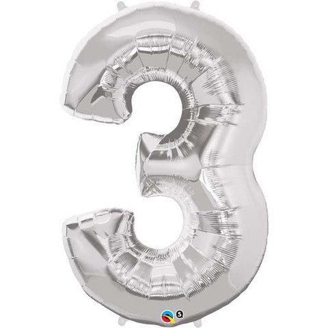 Number Three Silver Helium Filled