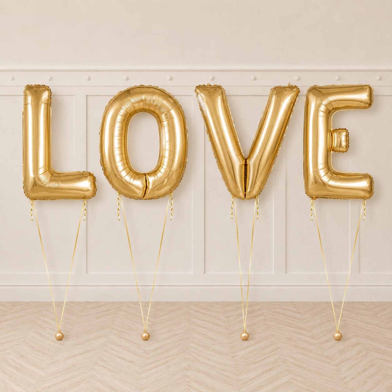 Gold “LOVE” Helium Letter Balloon Package