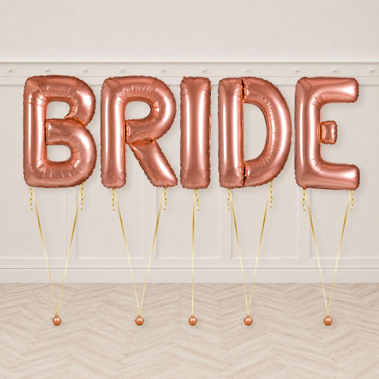 Rose Gold “BRIDE” Helium Letter Balloon Package