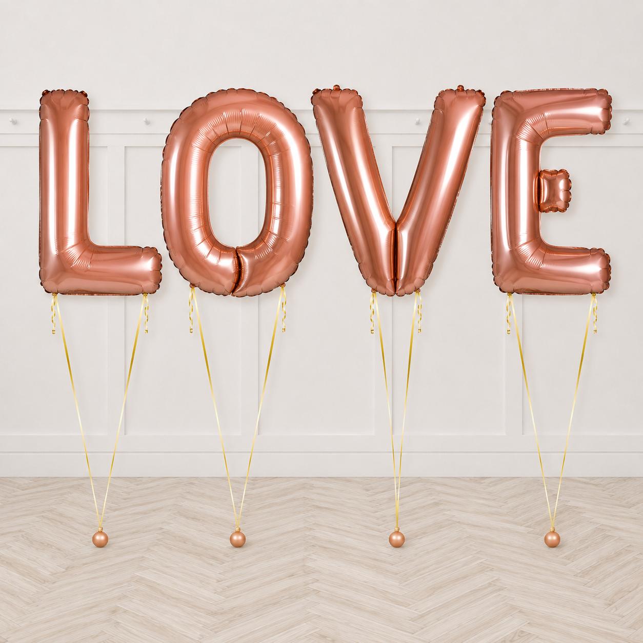Rose Gold “LOVE” Helium Letter Balloon Package