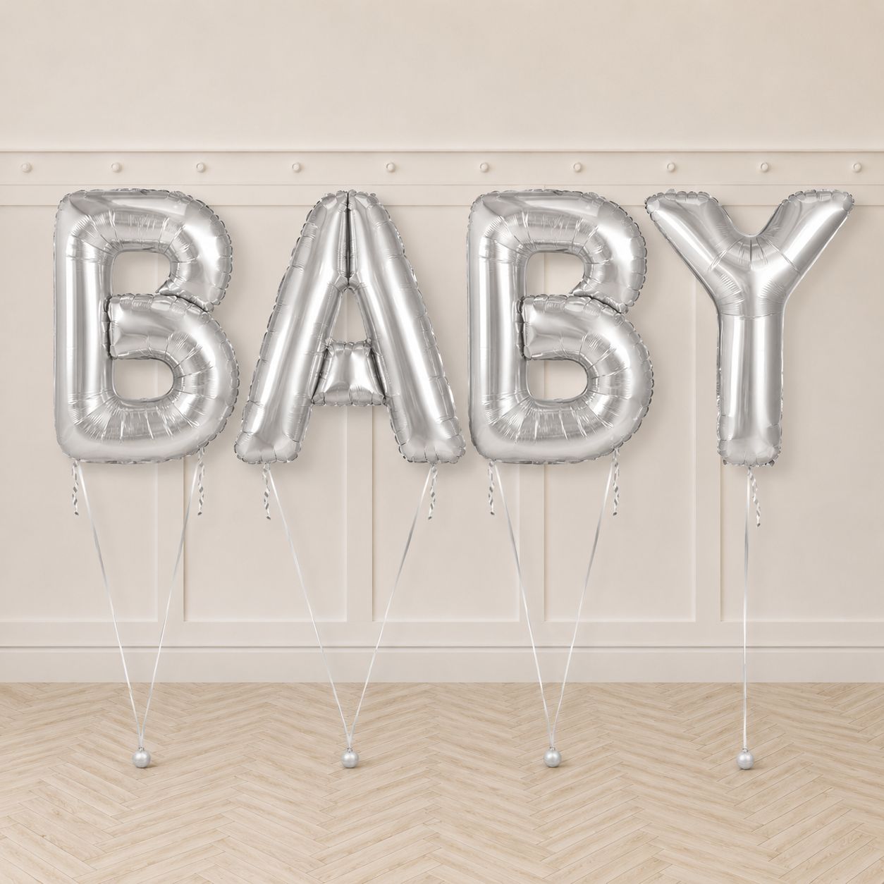 Silver “BABY” Helium Letter Balloon Package