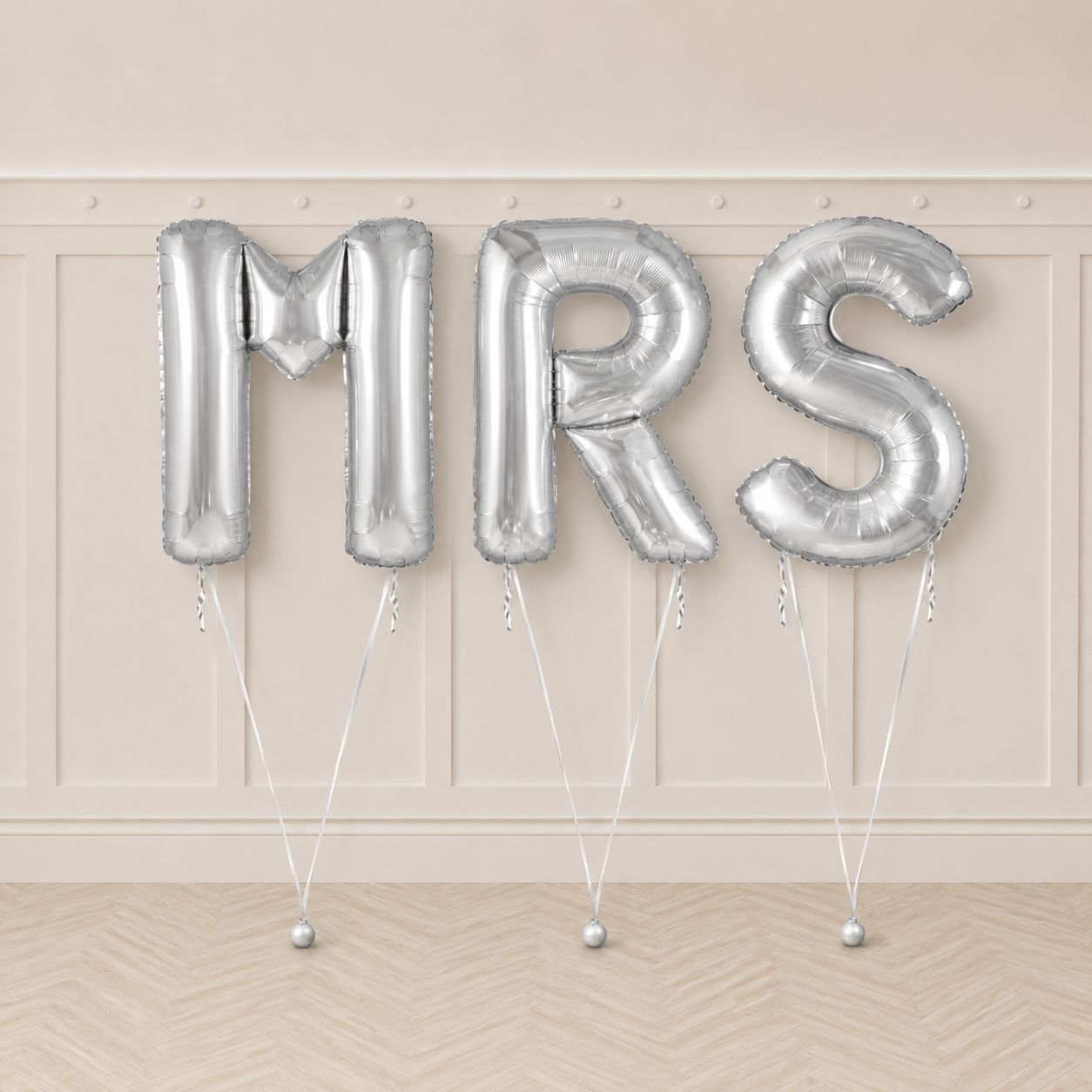 Silver “MRS” Helium Letter Balloon Package