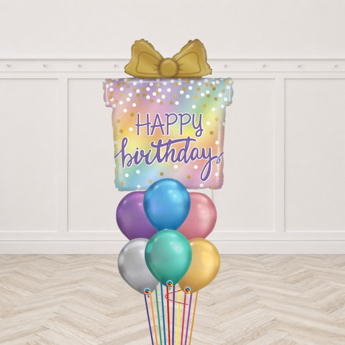 Opal Birthday Chrome Balloon Bouquet