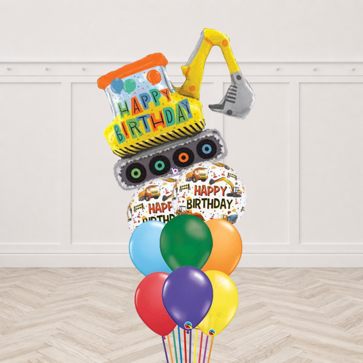 Birthday Construction Excavator Balloon Bouquet